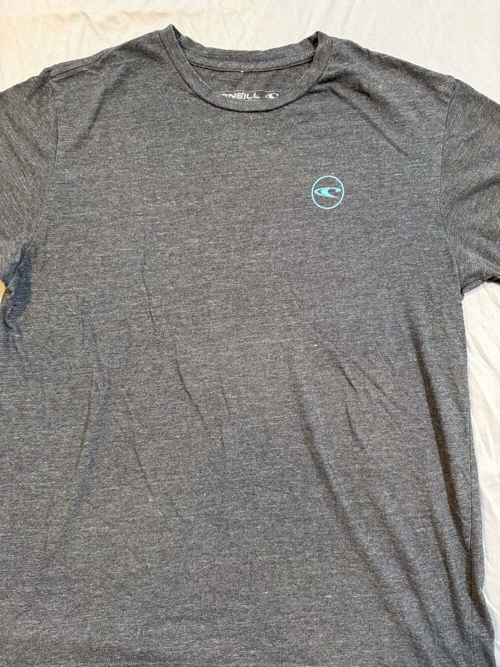 O’Neill Mens XL T Shirt Gray Blue Wave Logo Graphic Back Surf Skate Tee